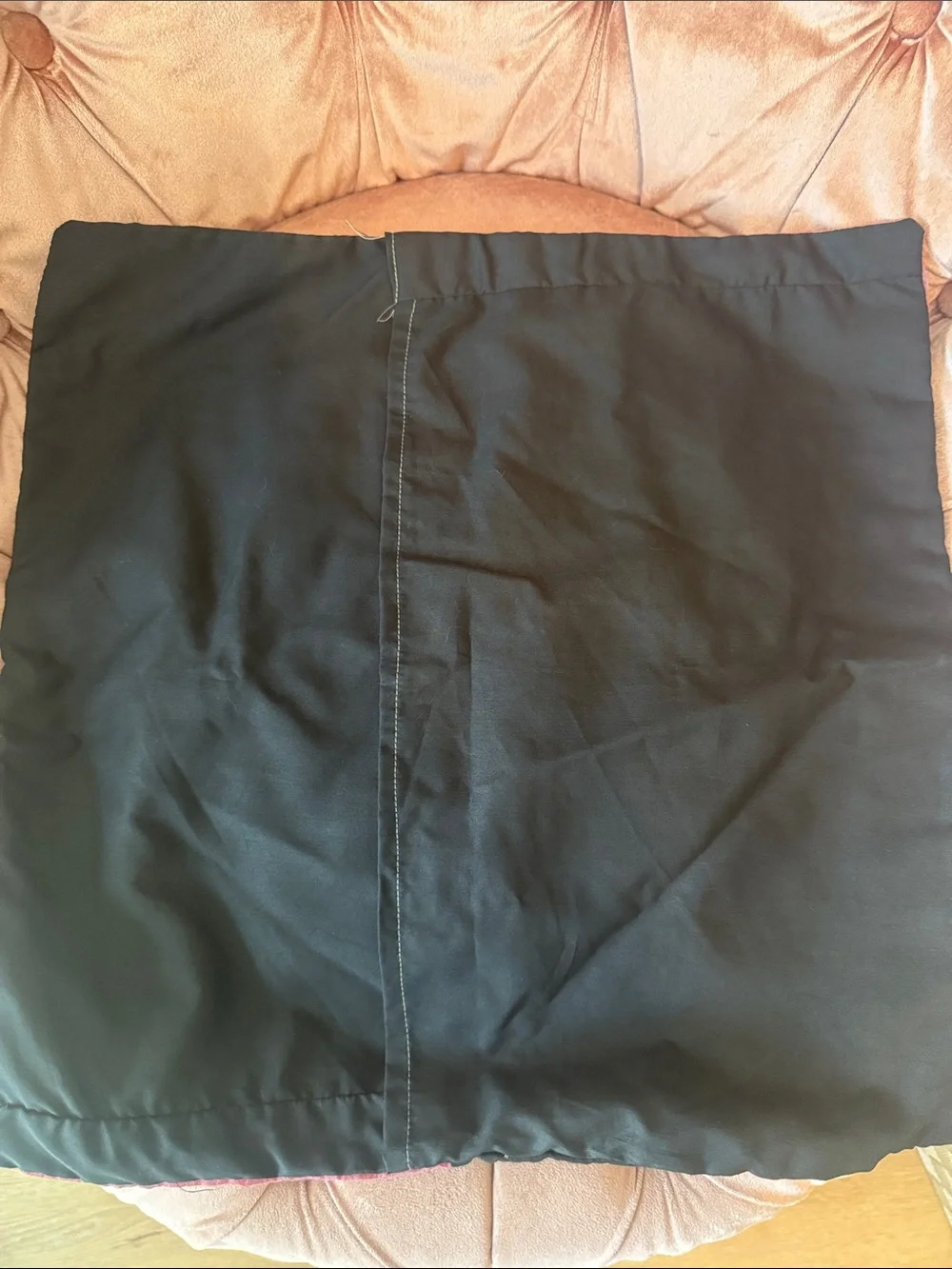 NWOT Embroidered Black and Mauve Patchwork Pillow Cover